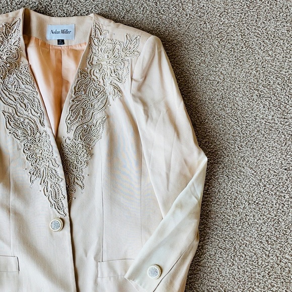 Nolan Miller Jackets & Blazers - Nolan Miller 80s vintage linen blazer beaded